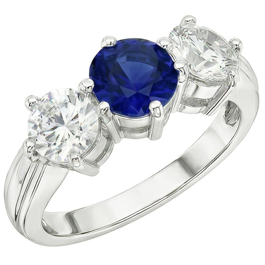 Natural Sapphire Ring 5.50ct - White Gold 14K