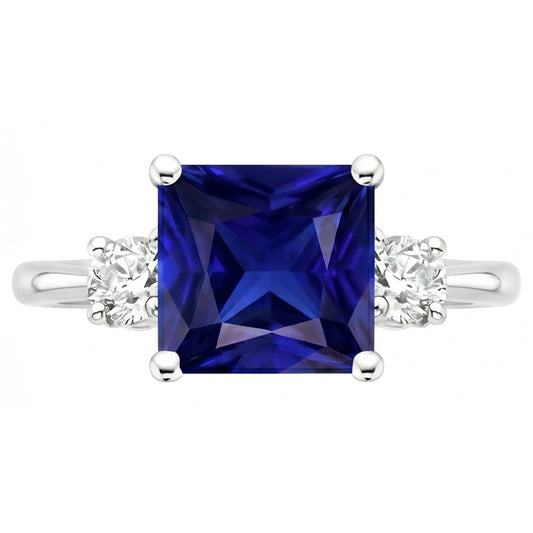 Natural Sapphire Ring 5.50ct - White Gold 14K