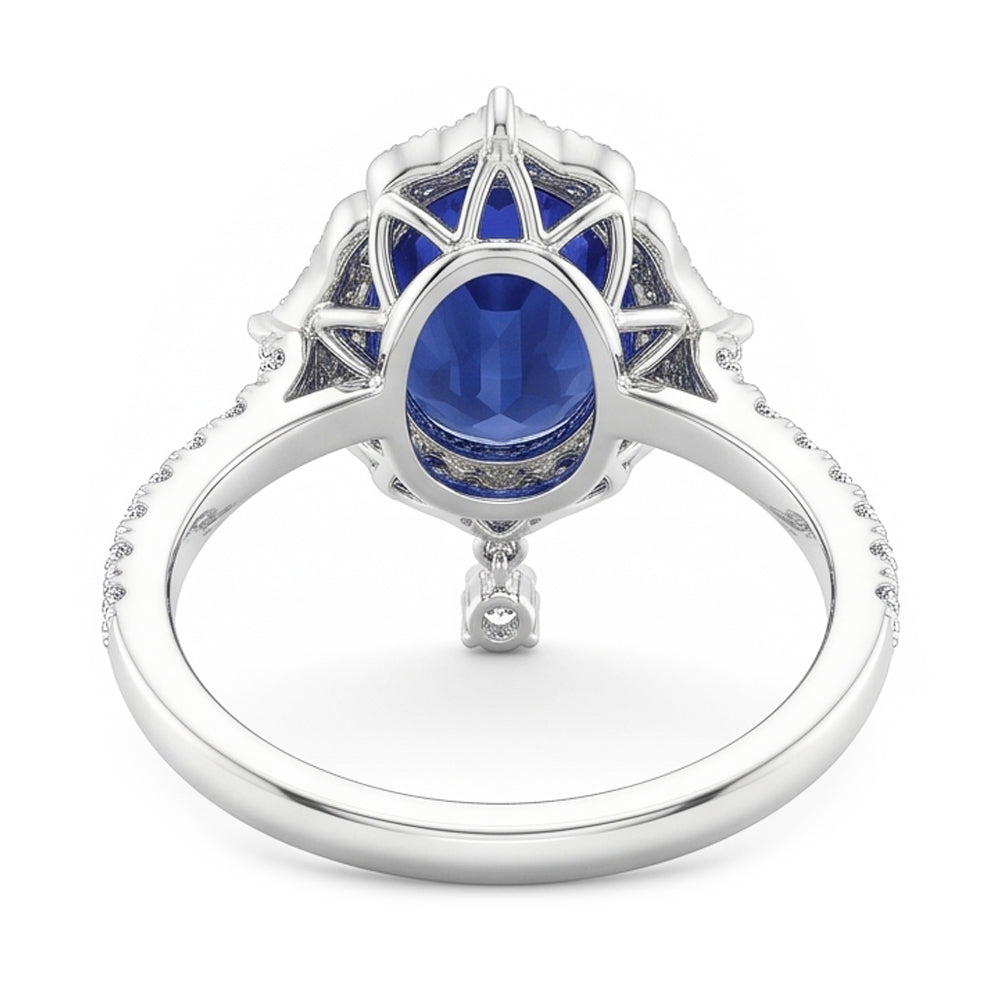 Natural Sapphire Ring 5.50ct - White Gold 14K