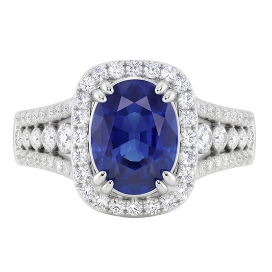 Natural Sapphire Ring 5.71ct - White Gold 14K
