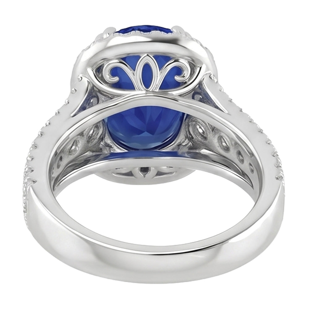 Natural Sapphire Ring 5.71ct - White Gold 14K