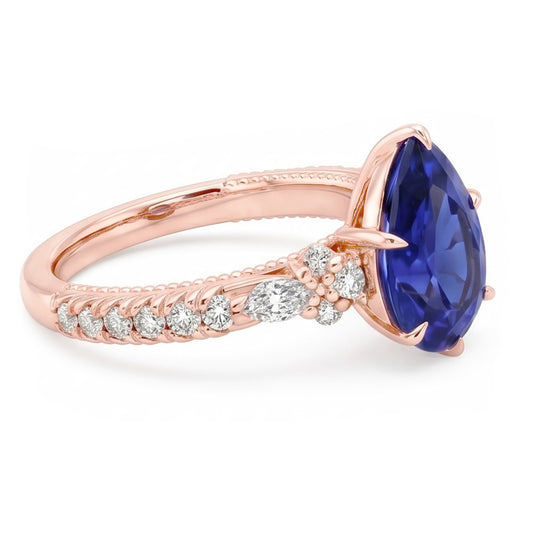 Natural Sapphire Ring 5ct - Rose Gold 14K