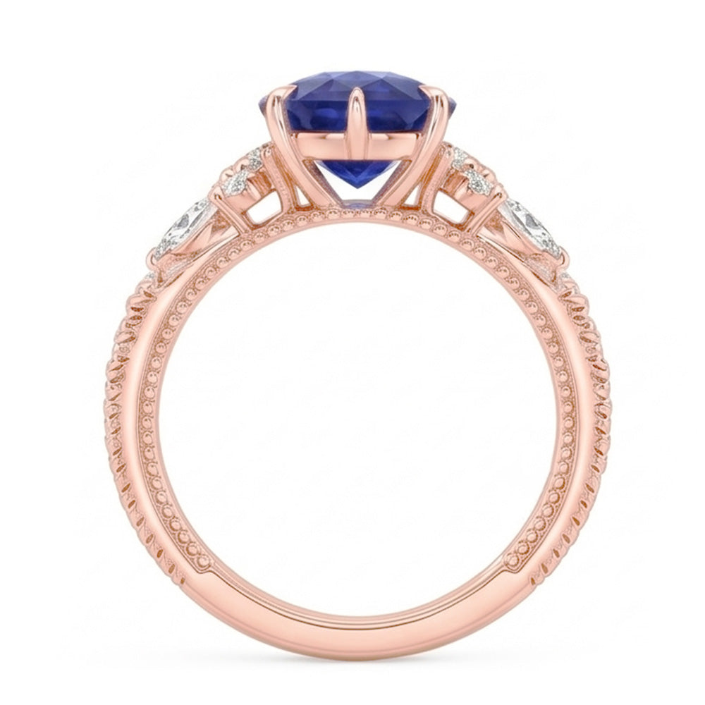 Natural Sapphire Ring 5ct - Rose Gold 14K