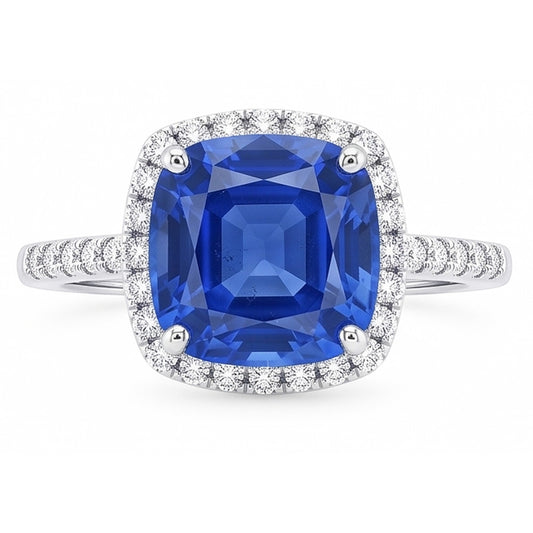Natural Sapphire Ring 5ct - White Gold 14K
