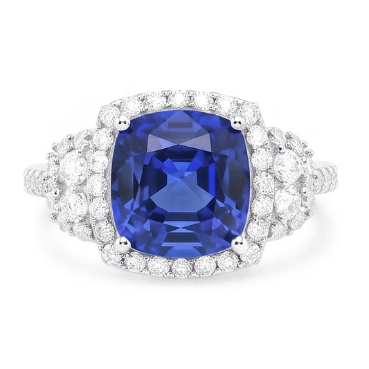 Natural Sapphire Ring 5ct - White Gold 14K