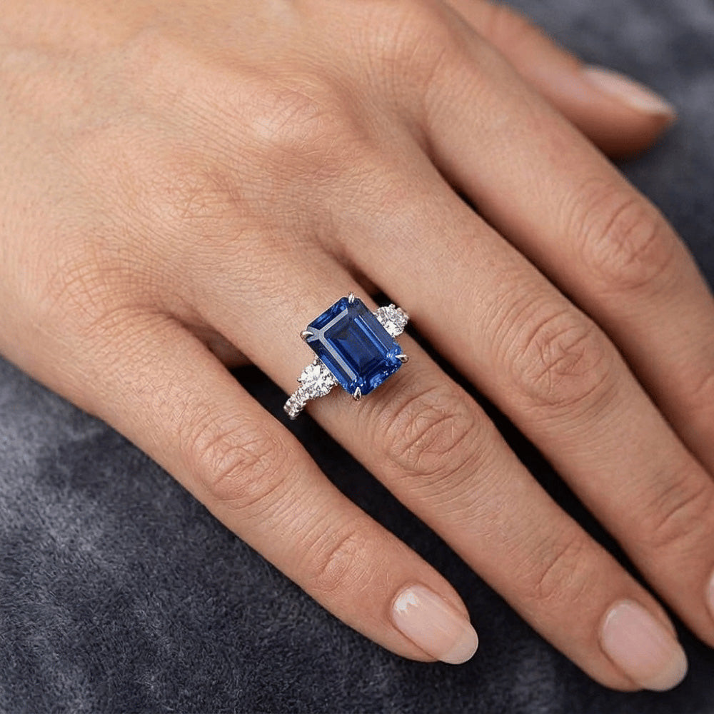 Natural Sapphire Ring 5ct - White Gold 14K