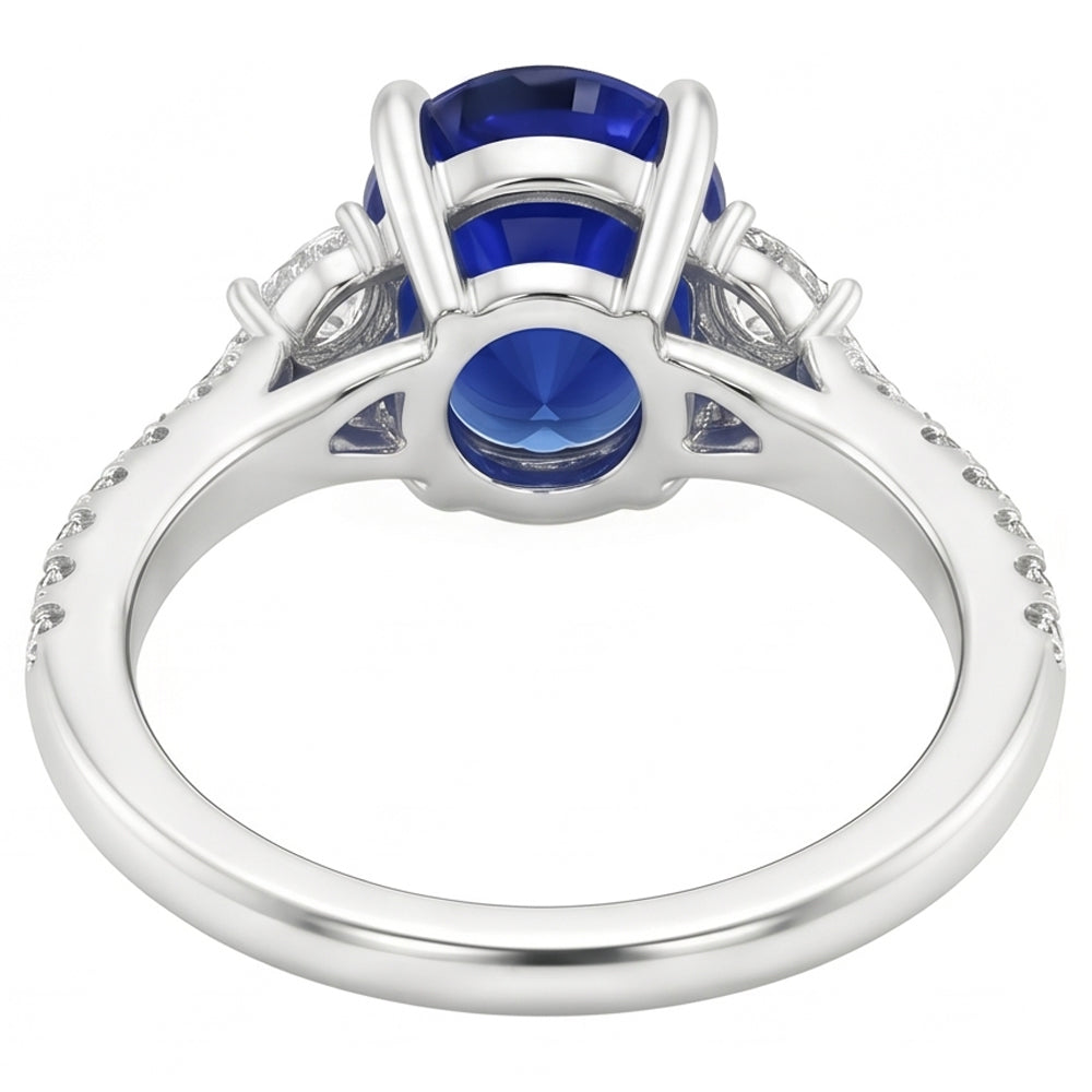 Natural Sapphire Ring 5ct - White Gold 14K