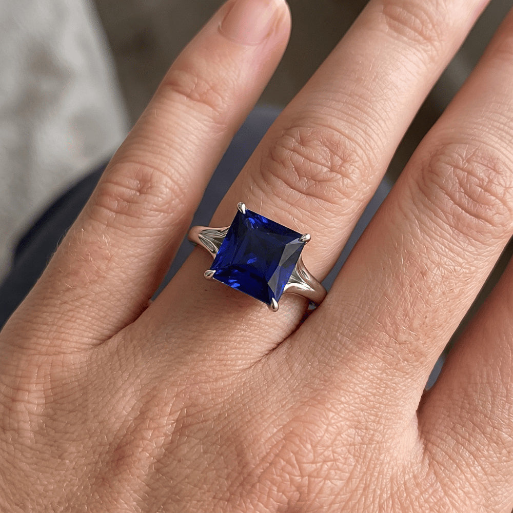 Natural Sapphire Ring 5ct - White Gold 14K