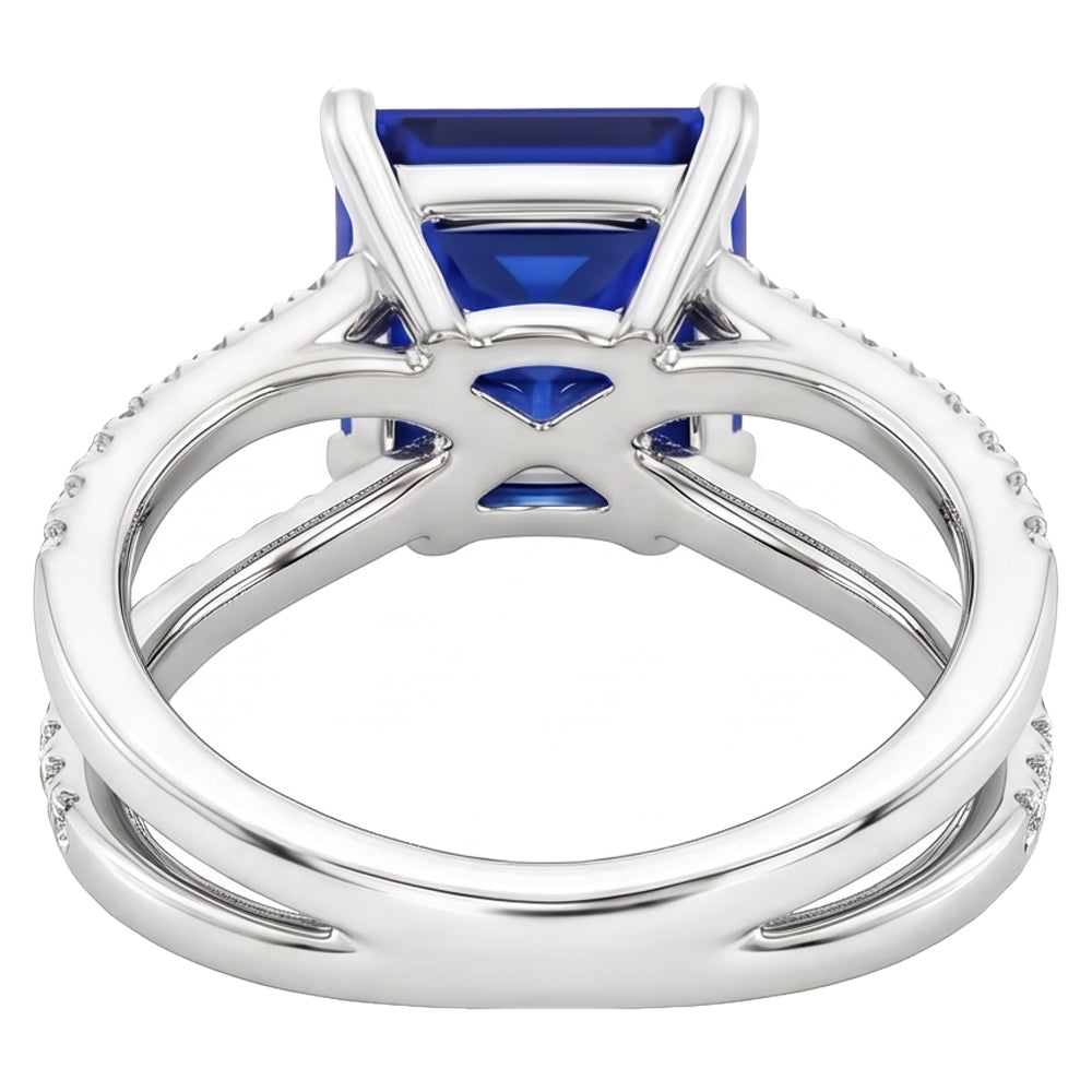 Natural Sapphire Ring 6.25ct - White Gold 14K