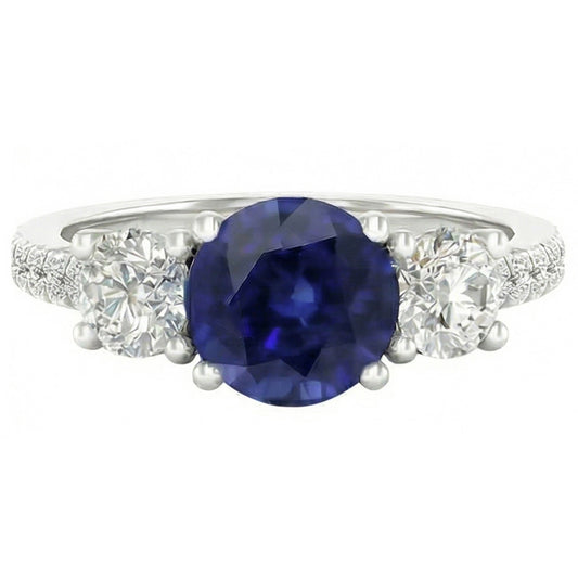 Natural Sapphire Ring 6.50ct - White Gold 14K