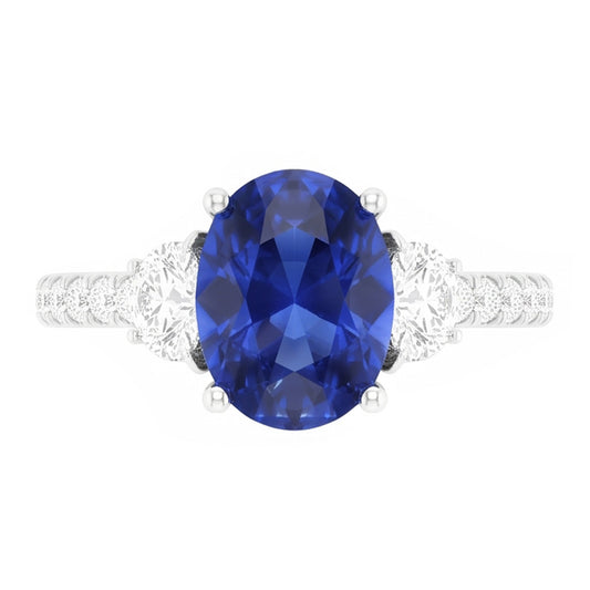 Natural Sapphire Ring 6.75ct - White Gold 14K