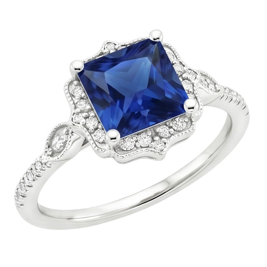 Natural Sapphire Ring 6ct - White Gold 14K