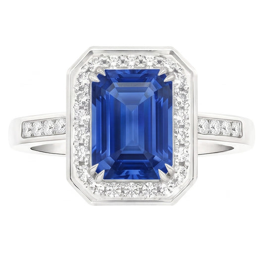Natural Sapphire Ring 6ct - White Gold 14K