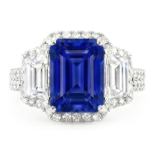 Natural Sapphire Ring 6ct - White Gold 14K