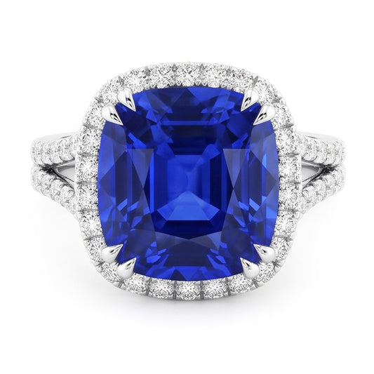 Natural Sapphire Ring 6ct - White Gold 14K