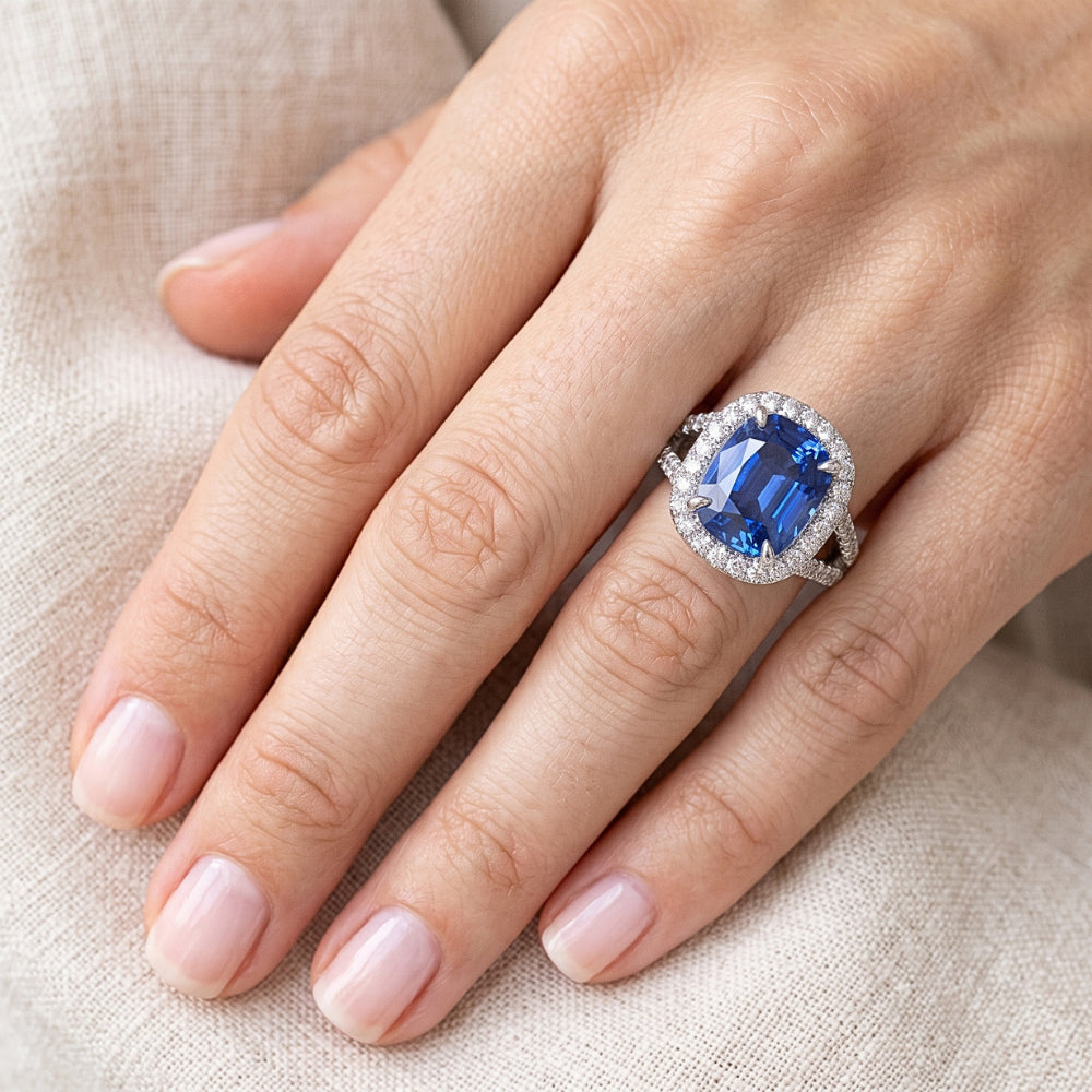 Natural Sapphire Ring 6ct - White Gold 14K