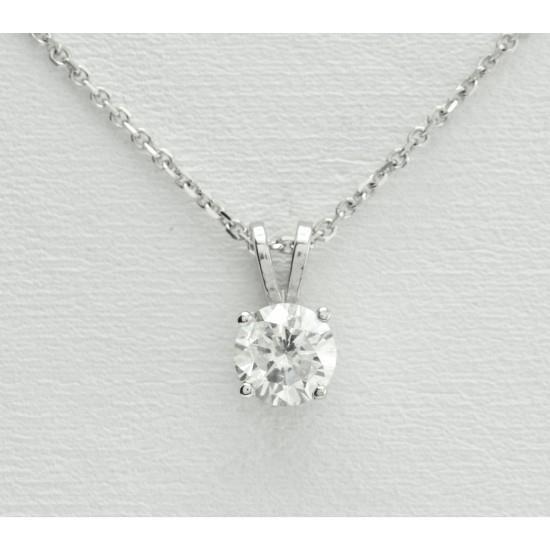 Natural Solitaire Round Diamond Necklace Pendant 0.95 Ct White Gold Jewelry