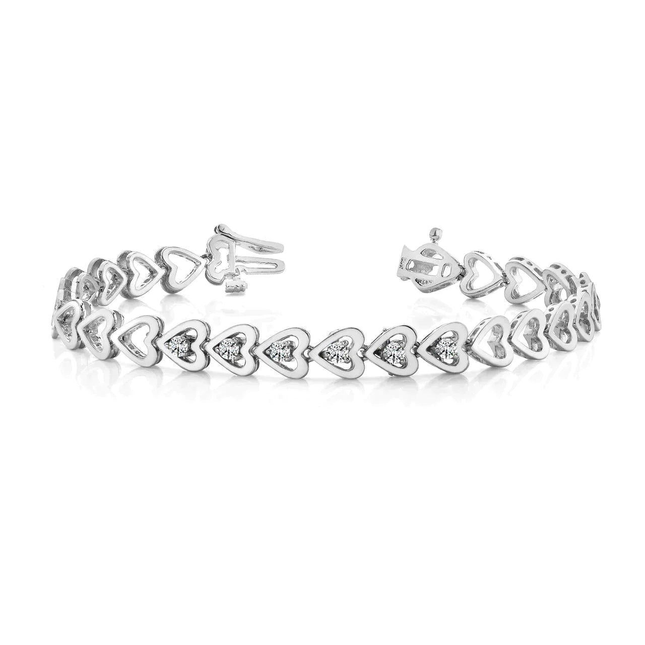 Natural White Gold Heart Diamond Bracelet