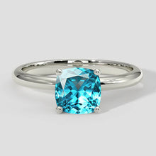 Natural Bluish Paraiba Ring Cushion Cut
