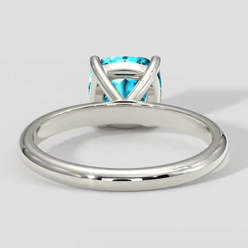 Natural Bluish Paraiba Ring Cushion Cut