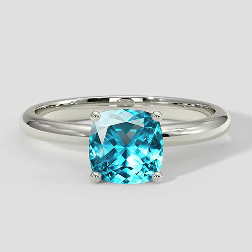 Natural Bluish Paraiba Ring Cushion Cut