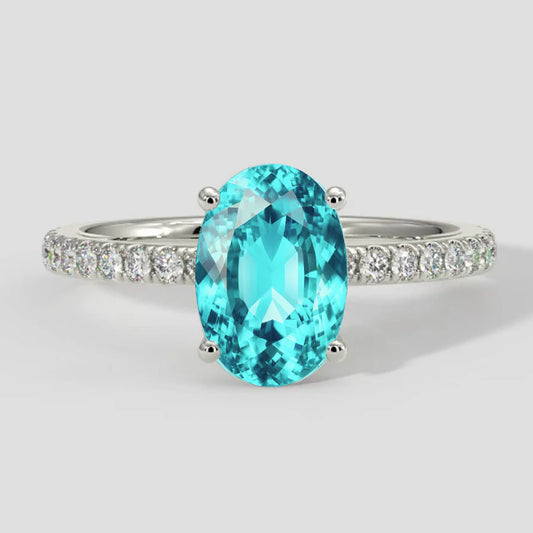 Natural Paraiba Tourmaline Ring Oval Cut