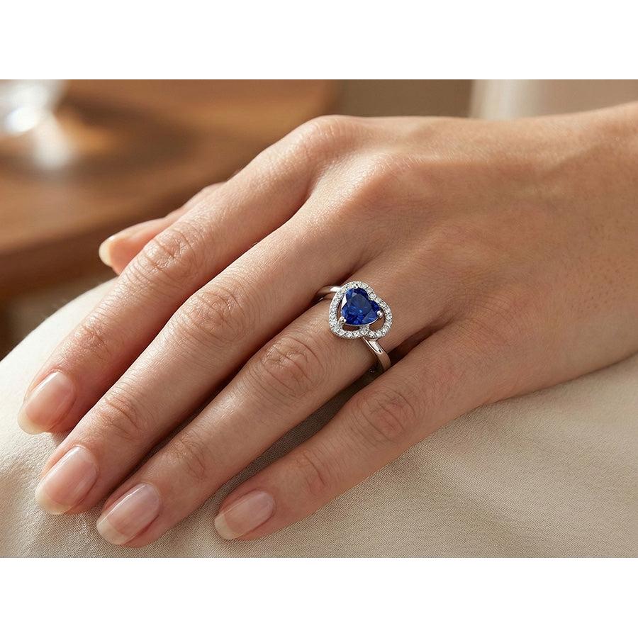 Natural Sapphire Ring 1.85ct - White Gold 14K