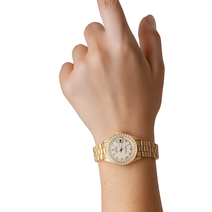 Natural Earth Mined Diamond Bezel Pyramid Roman Dial Rolex Dj Watch President Style Yg