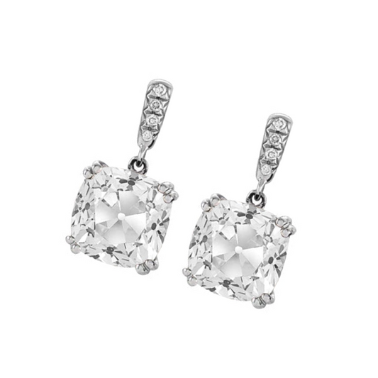Drop Earrings 14K White Gold with Brilliant Diamond – front view