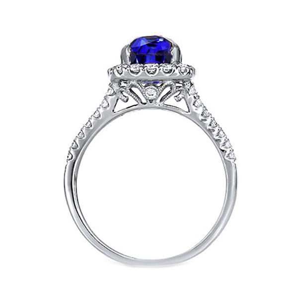 Natural Earth Mined Diamond Halo Oval Blue Sapphire Ring Split Shank 5.50 Carats Jewellery