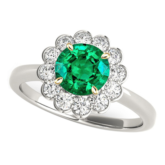 Genuine Emerald Gemstone Ring 2.50 ct 14K Two Tone Gold – main view