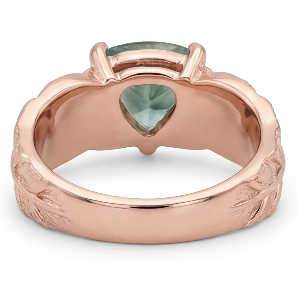Earth-Mined Moss Agate Colored Stone Ring 2 ct 14K Rose Gold – profile view