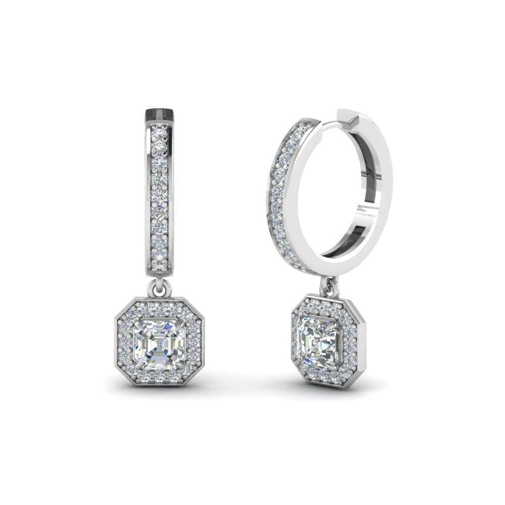 New Real Diamond Women Dangle Earrings Prong Set 3 Carat White Gold