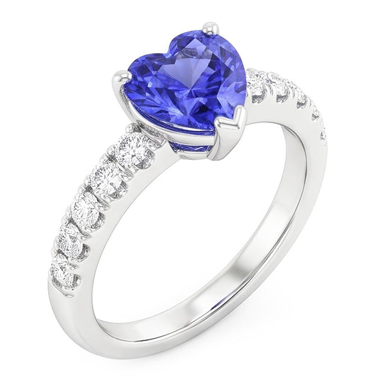 Ocean Blue Heart Sapphire Natural Earth Mined Diamond Ring