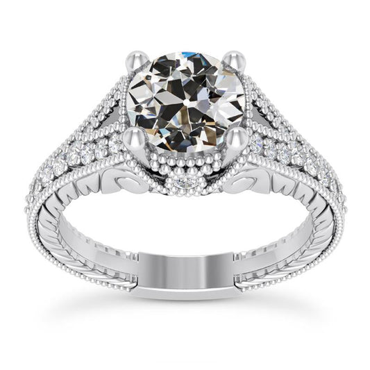 natural round diamond 3.75ct ring front view