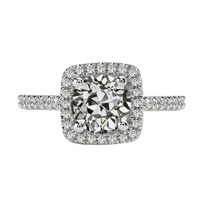 Old Cut Real Diamond Halo Wedding Ring 14K Gold Jewelry 4.50 Carats