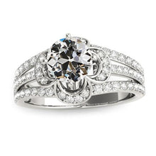 Old Cut Real Natural Earth Mined Diamond Ring Flower Style Triple Row Accents Gold 5.50 Carats