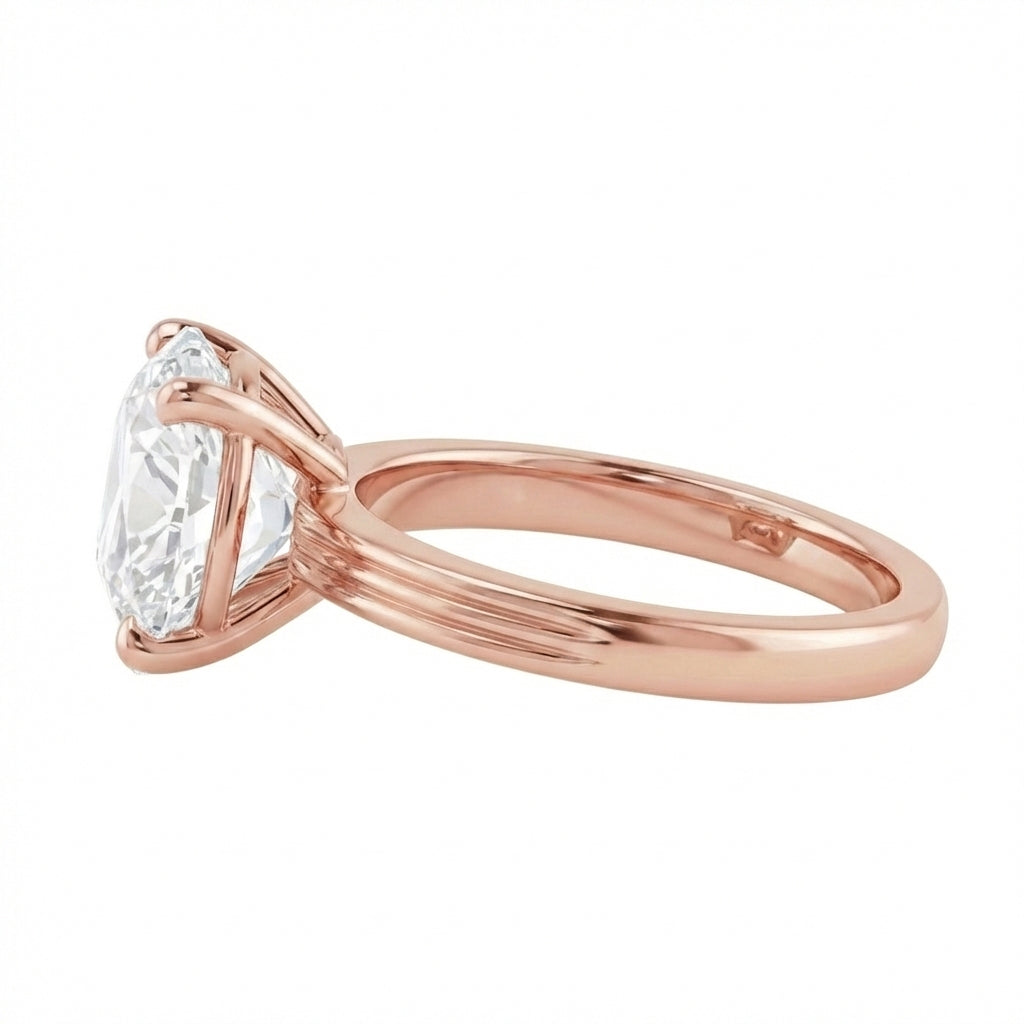 Old Mine Cut Genuine Natural Earth Mined Diamond Solitaire Ring 5 Carats Rose Gold Jewellery