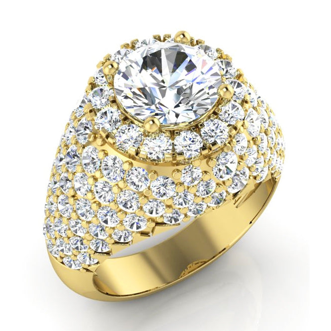 Old Mine Cut Natural Diamond Cluster Ring Gold 6.50 Carats Women's
