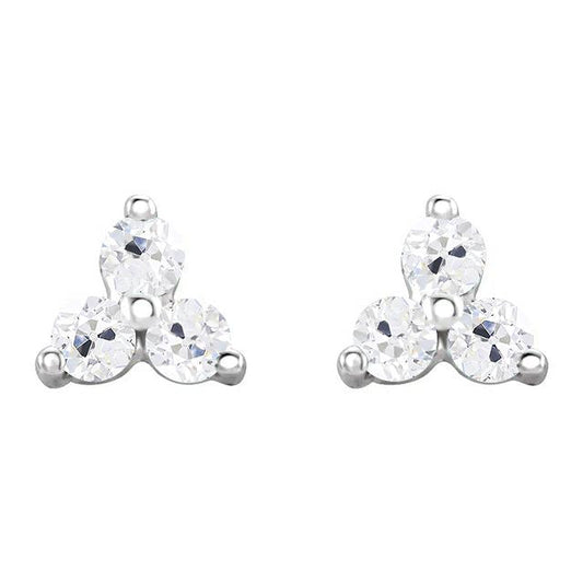 Old Miner Genuine Diamond Stud Earrings 6 Carats Round Cut White Gold 14K