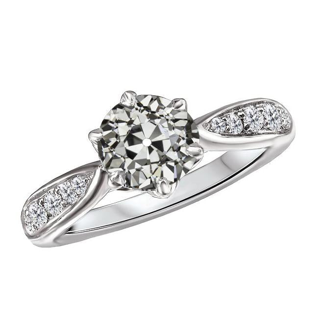 Old Miner Natural Diamond Women's Ring 6 Prong Set Tapered Shank 3.50 Carats