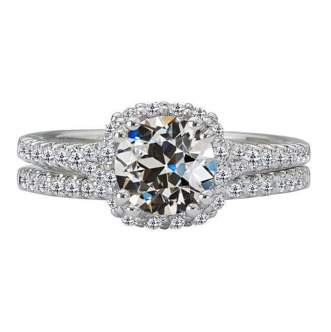 Old Miner Real Natural Earth Mined Diamond Women's Halo Wedding Ring Set 5.50 Carats 14K Gold