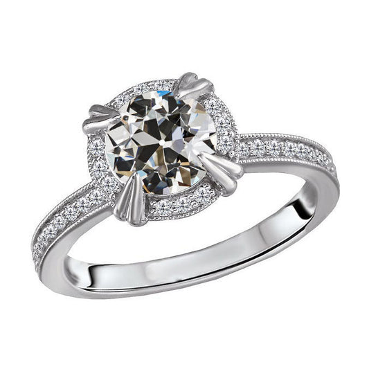 Real Fine Diamond Halo Engagement Ring – main view