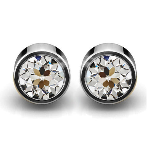 Authentic Fine Diamond Earrings 2 ct 14 Karat White Gold – main view
