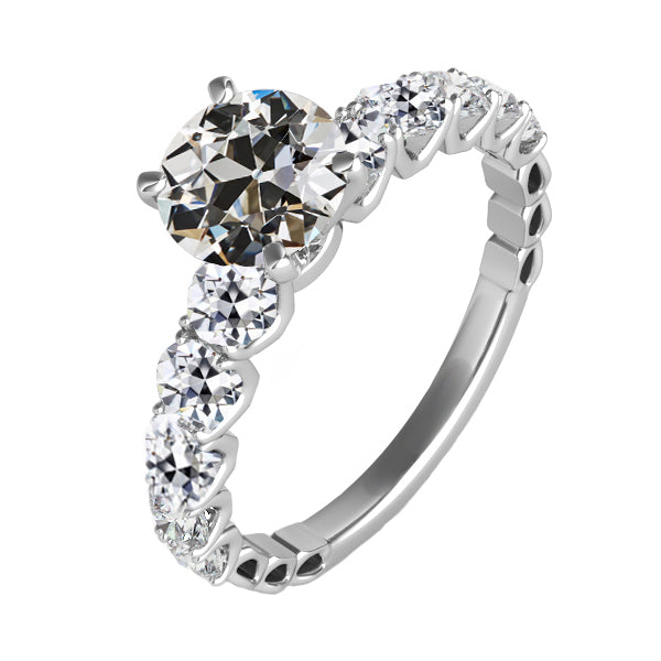 Solitaire Ring with Accents 14K White Gold with Diamond – main view