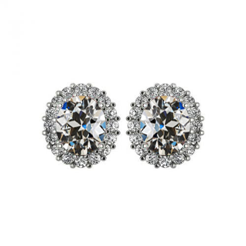 Genuine Brilliant Diamond Stud Earrings 1.50 ct 14K White Gold – main view