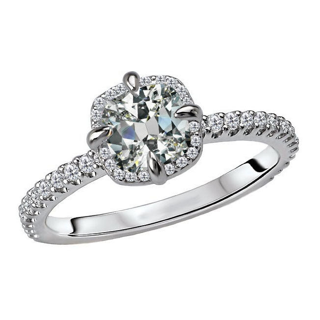 Genuine Fine Diamond Halo Engagement Ring 5 ct 14K White Gold – main view