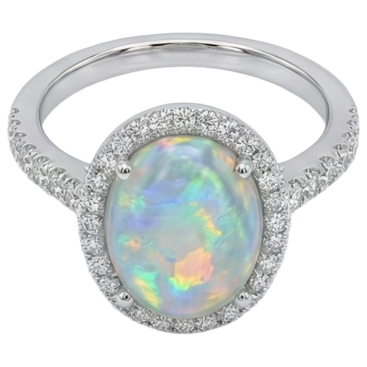 natural round opal 11.20ct ring side angle