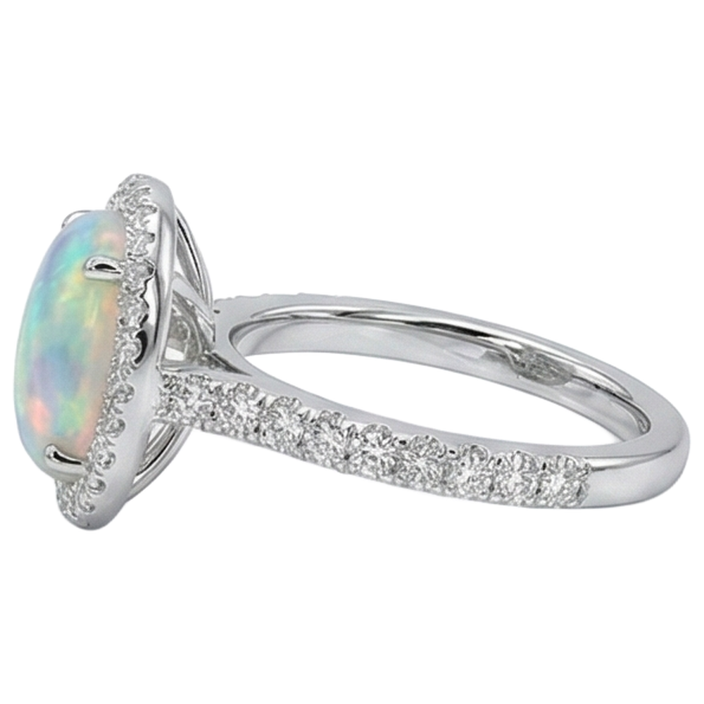 natural round opal 11.20ct ring profile view