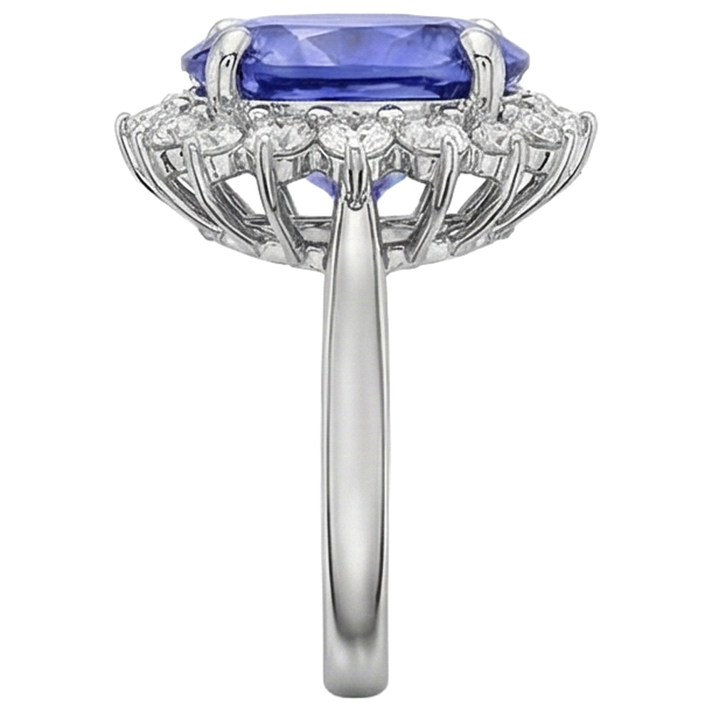 Oval AAA Tanzanite And Natural Earth Mined DIAMOND ( NOT LAB GROWN )s 8 Carat Ring New White Gold 14K